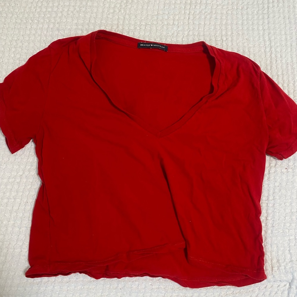 Red brandy Melville cropped tee, size small, great basic